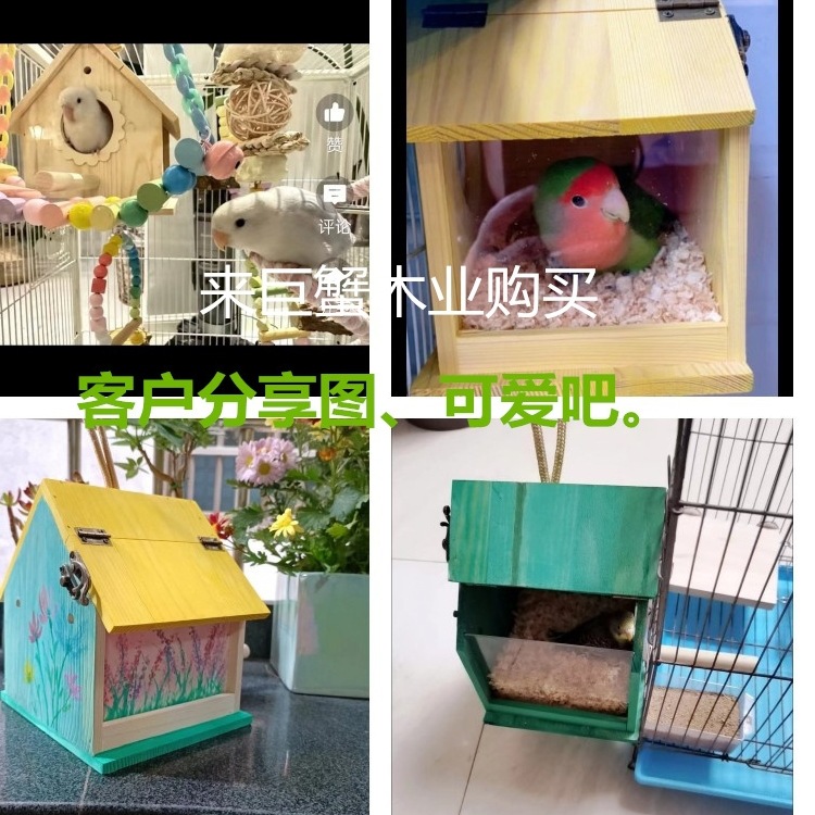 Parrot Bird Breeding Box Small Cabin Box Bird Nest Wooden Box Incubation Living Warm Tiger Skin Peony Bird Egg Laying Nest