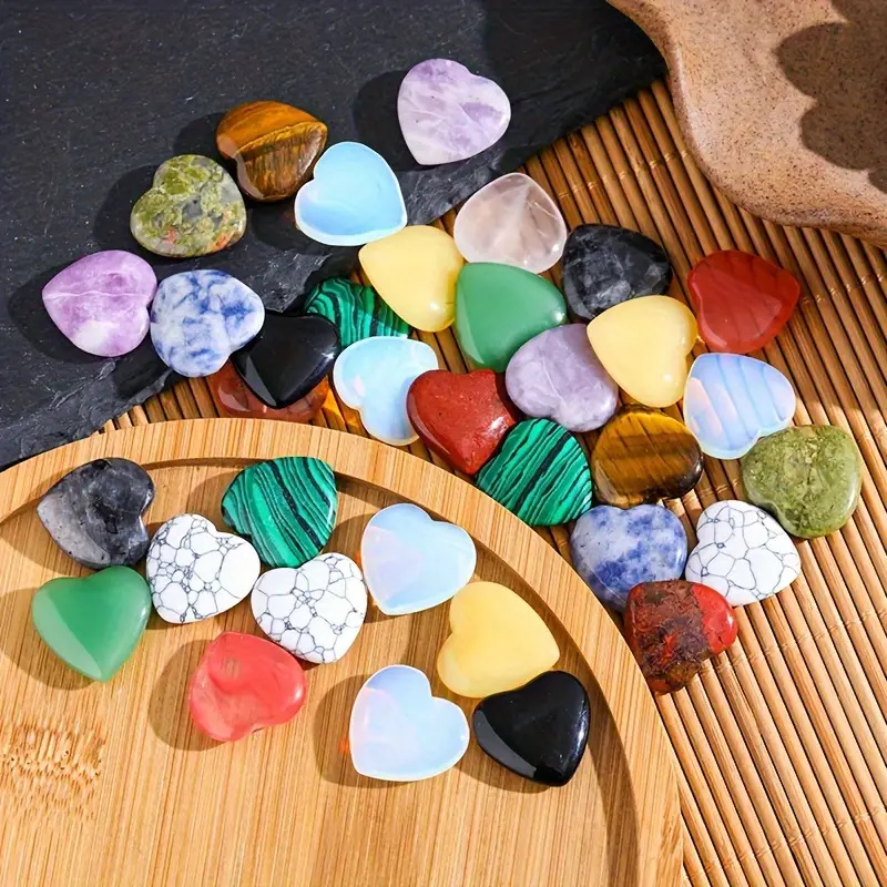 Factory Direct Sales Natural Crystal Gemstones 20X6 Heart-Shaped Home Decoration Ornaments with Various Labels