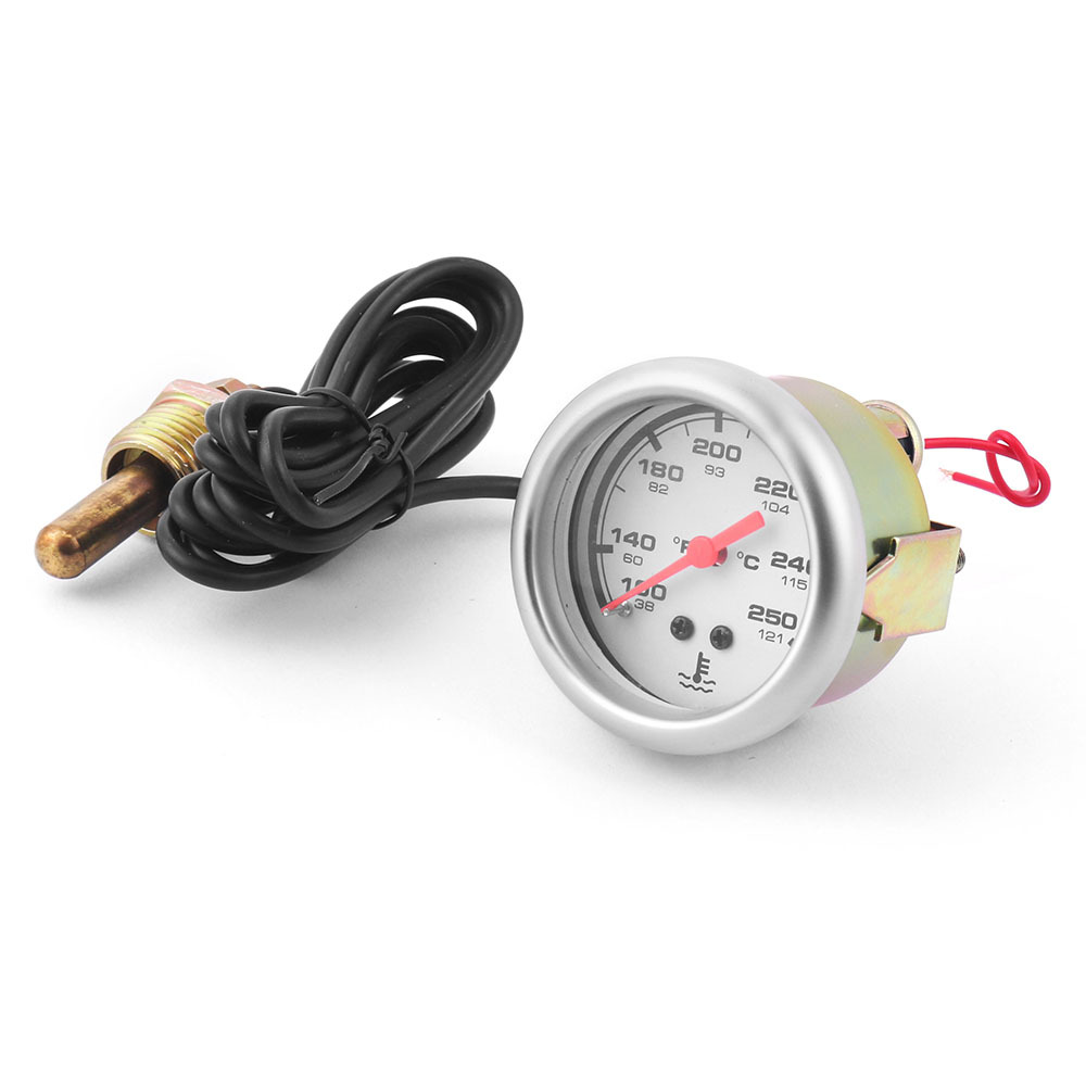 Car 2 "52Mm Mechanical Water Temperature Gauge 38-121 ℃ /100-250 ℉   Dual Display 12V Npt1/2-14