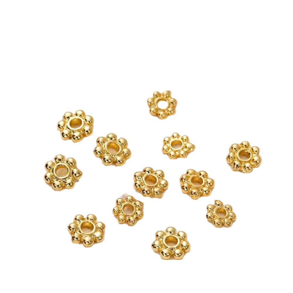 Pure 18K Gold Wheel Beads Spacer Beads Au750 Loose Bead Accessories DIY Hand String Bead Braided Rope Jewelry Water Shell Gold Wholesale