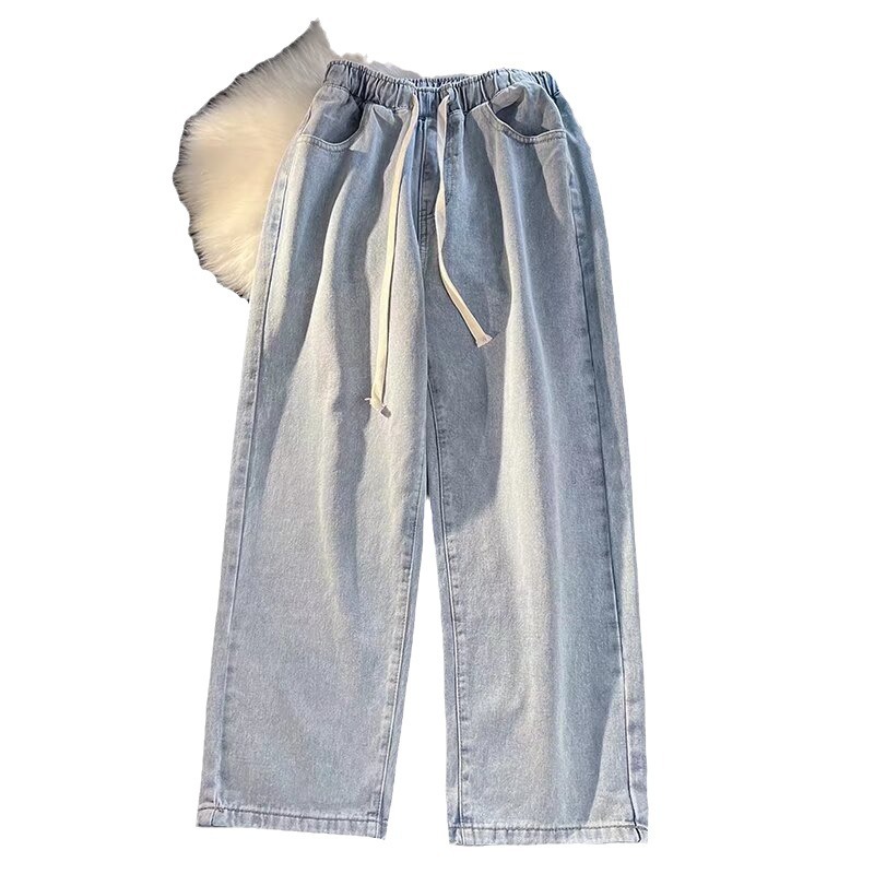 fleece-lined Thickened Jeans Men's Autumn and Winter All-match Straight Pants Loose Casual Wide Leg Long Pants Men's Wholesale