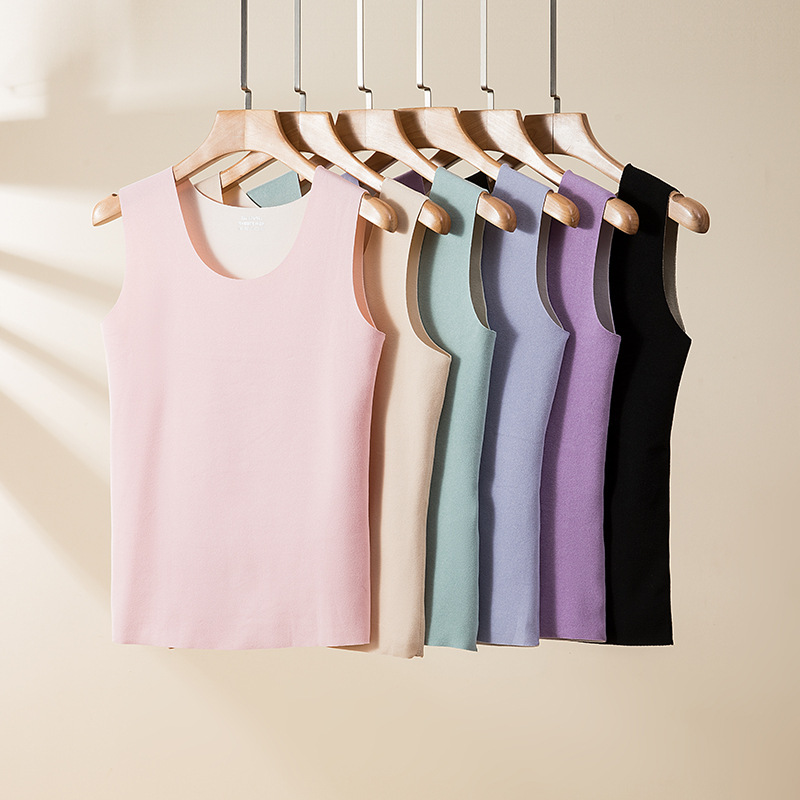 Two-color double-sided velvet seamless men's and women's warm vest with shape cutting vest plus sanding base underwear manufacturers wholesale