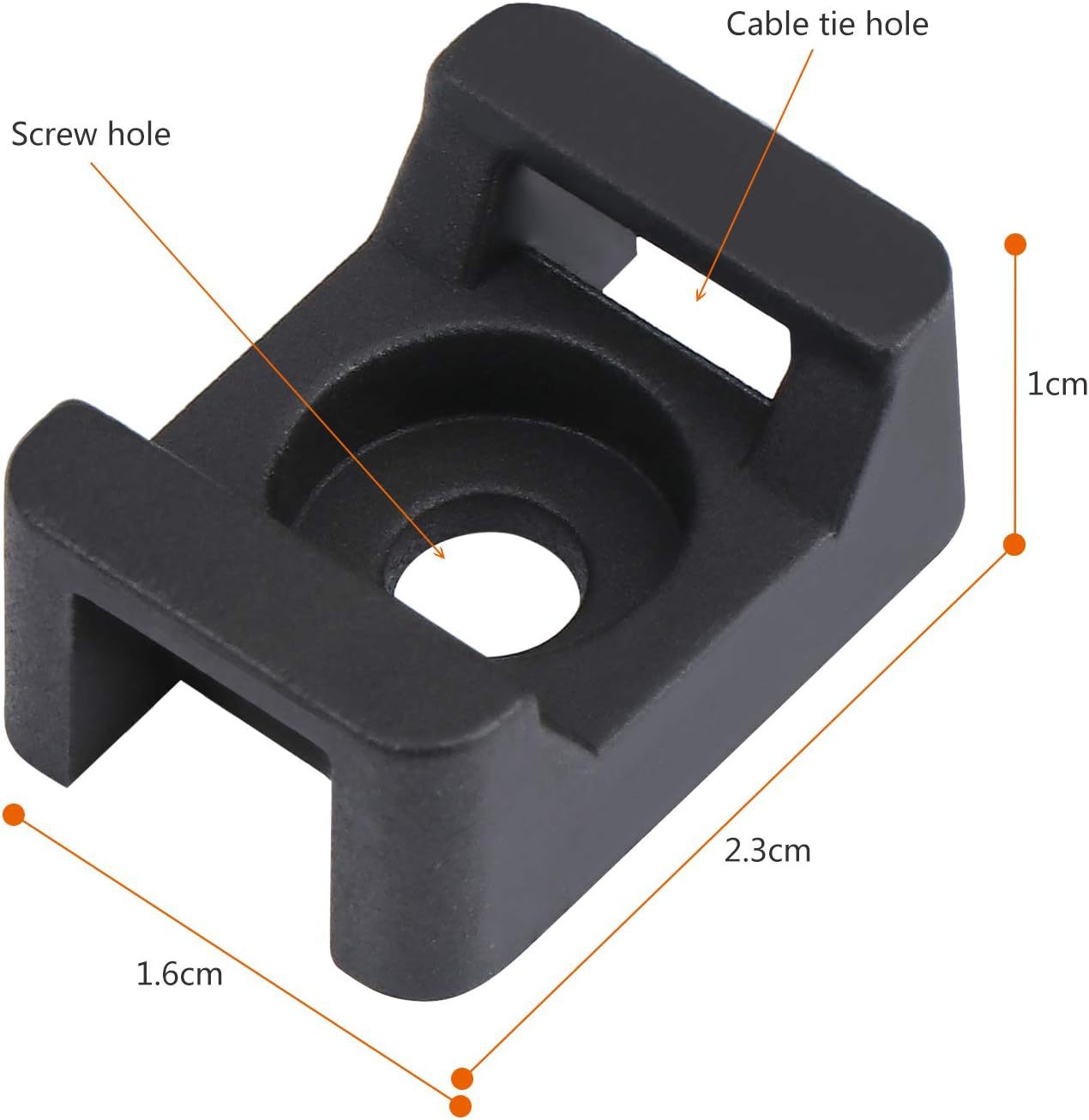 Coolty 150 Stück Schwarz Cable Tie Fixing 23Mmx16Mm