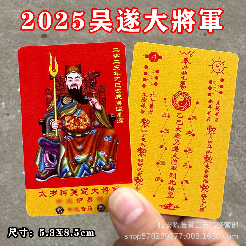 2025 Tai Sui Card Year of the Snake Wu Sui General PVC Double-sided Card Value Plastic Red Gold Color Printing Card Big small size