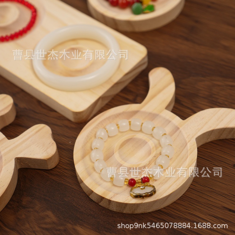 Creative Solid Wood Bracelet Bracelet Tray Jewelry Storage Shooting Props Design Tray in stock Wooden Beaded Tray