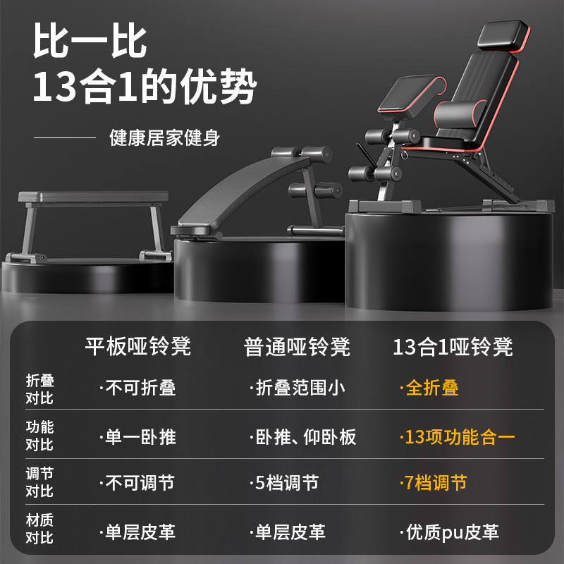 Dumbbell Bench Bench Men's Sit-Up Assistant Household Indoor Fitness Chair Foldable Multifunctional Pastoral Stool