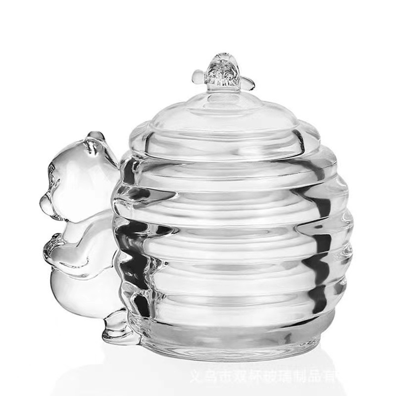 Винтажная стеклянная банка для конфет, декоративная коробка для хранения ватных палочек, банка для меда с крышкой