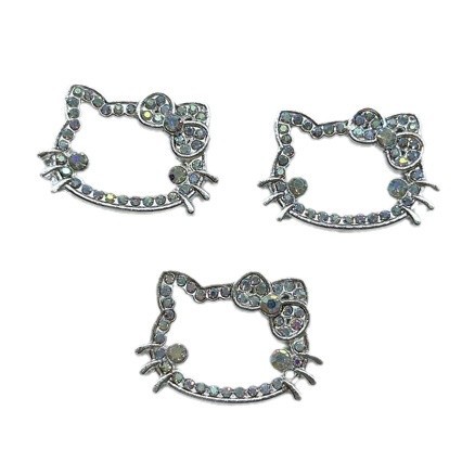 Cartoon Colored Diamond Hello Kitty Head Bow Metal Accessories DIY Headwear Hairpin Mobile Phone Case Glue Dropping Accessories