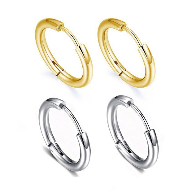 Качественные серьги-кольца из титана, не тускнеют, простые и элегантные, оптовая продажа ювелирных изделий из нержавеющей стали