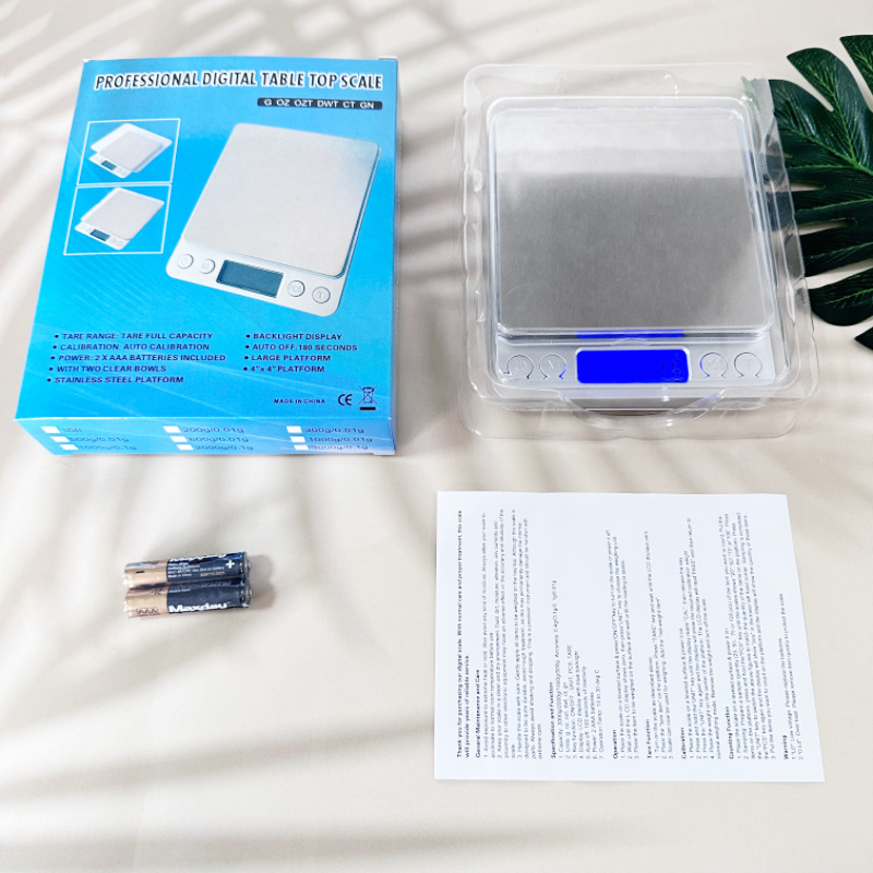 I2000 Kitchen Scale Household Digital Scale Jewelry Scale High Precision 0.01g Scale Stainless Steel Food Scale Cross-Border Hot Sale