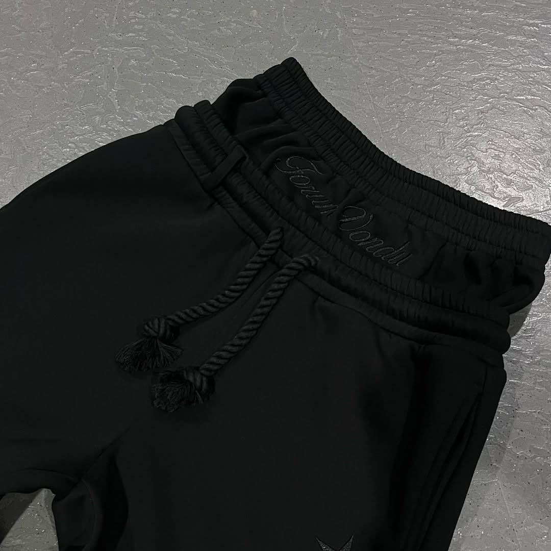 2025 Cross-border European and American Double Waist Embroidered Pants Men's and Women's Trendy Brand High Street Pants Fake Two-piece Pants Loose Wide-leg Pants