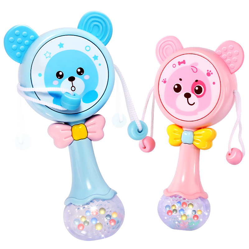 Baby Rattle Can Chew 3-6 Months Old Newborn Baby Hand Drum Music Stick Rattle Toy 0-1 Years Old