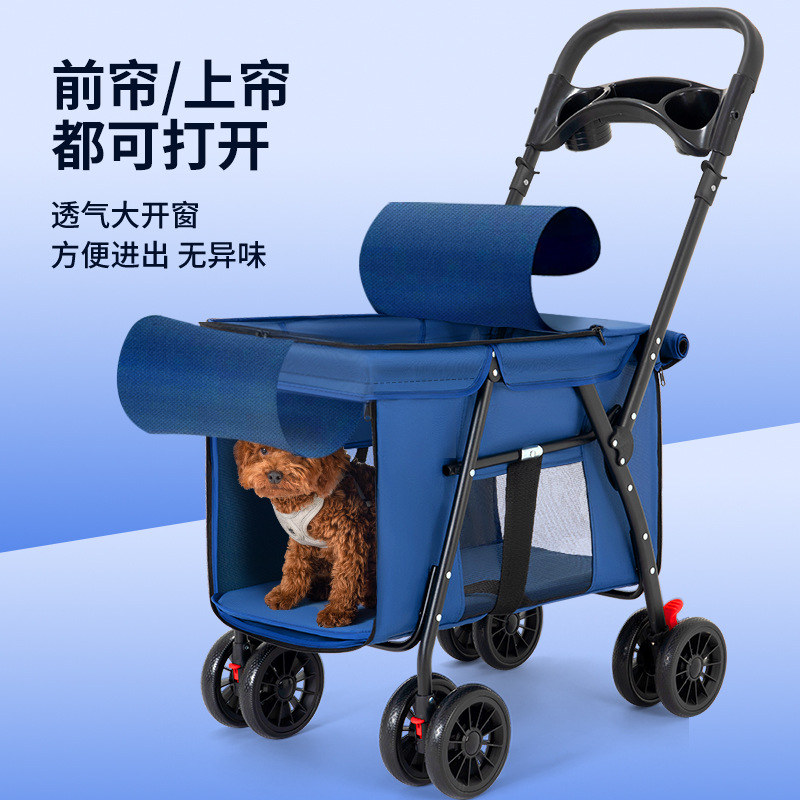Medium and Large Dog Pet Cart Dog Cat Teddy Baby Cart Going Out Small Pet Cart Lightweight and Foldable