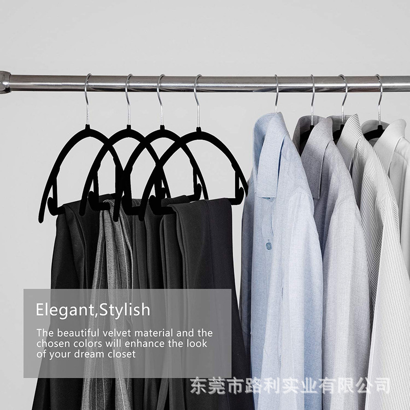 Curved Flocked Clothes Hanger, Non-Marking, Non-Slip, Household Clothes Hanging Organizer Recommends Dormitory Clothes Hanging, Bedroom Wardrobe Clothes Drying Support
