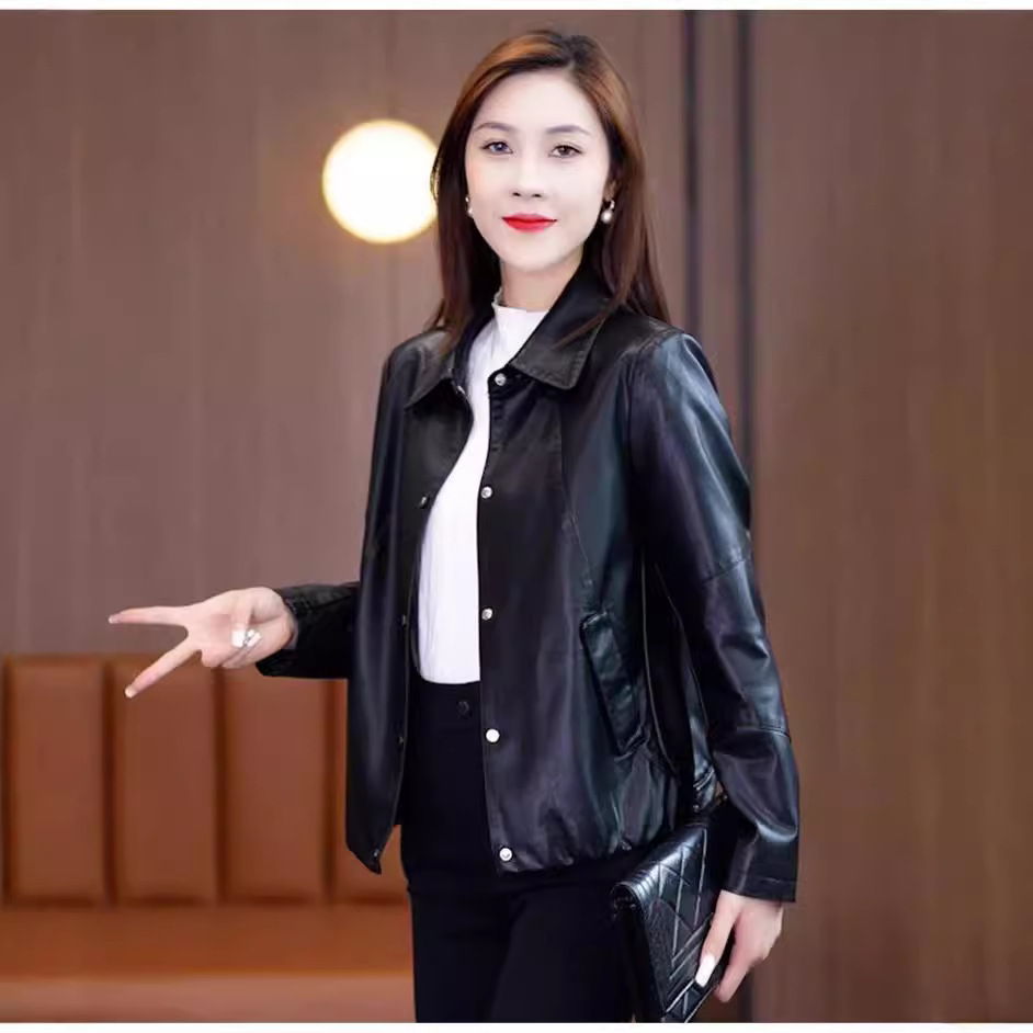 2024 Fashion Trend Leather Clothing Women's New Short Coat All-match Top Color Optional New Solid Color Fashionable