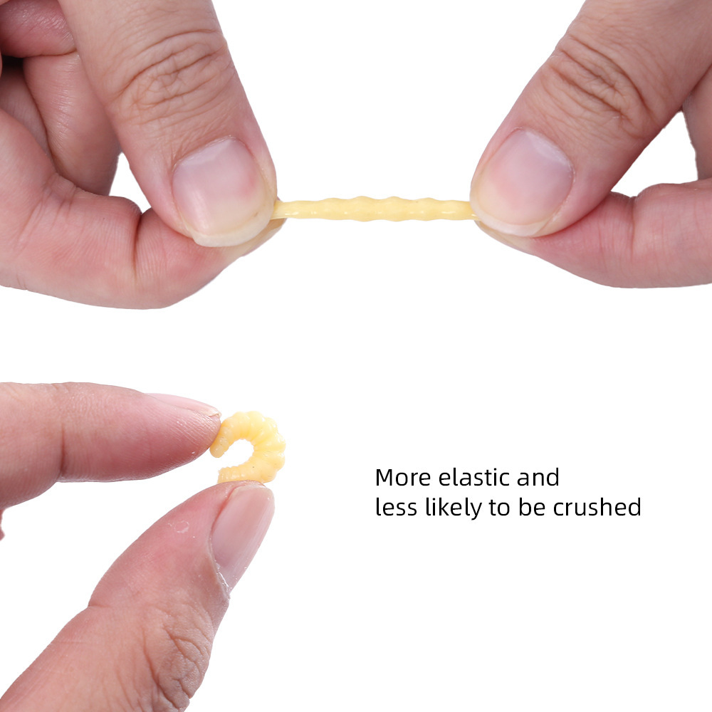 Luya Hook Silicone 2cm Bread Insect Bionic Maggot Worm Soft Bait Horse Mouth White Strip Carp Crucian Bream