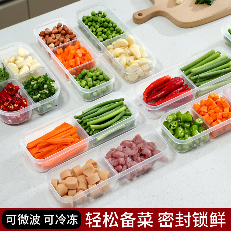 Narrow Slit Refrigerator Compartment Fresh-Keeping Box for Fruits and Vegetables Frozen Meat Packaging Box Microwaveable Food Storage Box with Air Holes