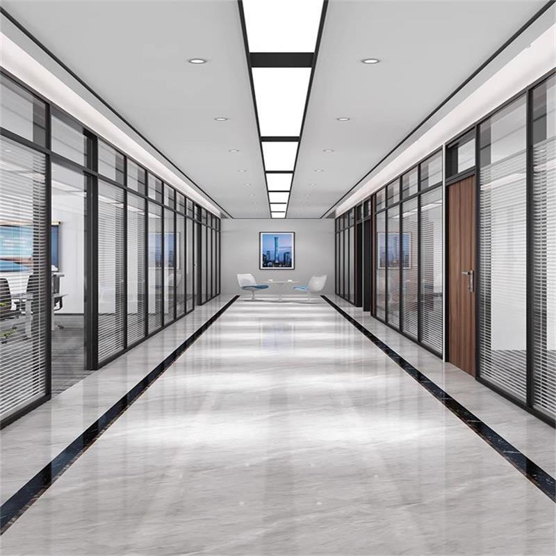 Guangzhou Shenzhen Dongguan aluminum alloy louver tempered glass wall high partition double-layer office glass partition free shipping