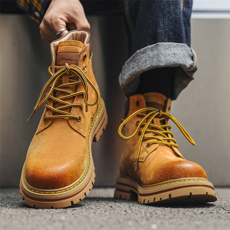 2360 British Martin Boots for Men, Autumn and Winter Style, with Added Cotton and Thickened for Winter, Retro Versatile Thick-Soled Outdoor Women's Boots