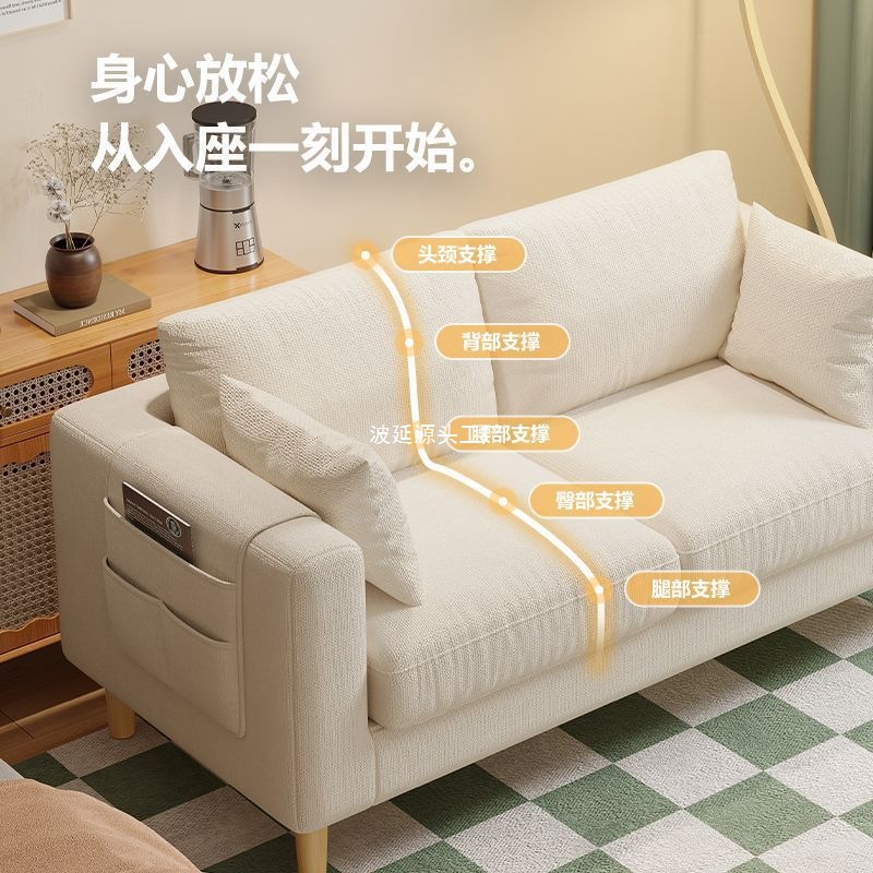 Sofa for Small Apartments, Nordic Simple Modern Bedroom Rental Room, Simple Internet Celebrity Double or Three-Person Living Room Fabric Sofa