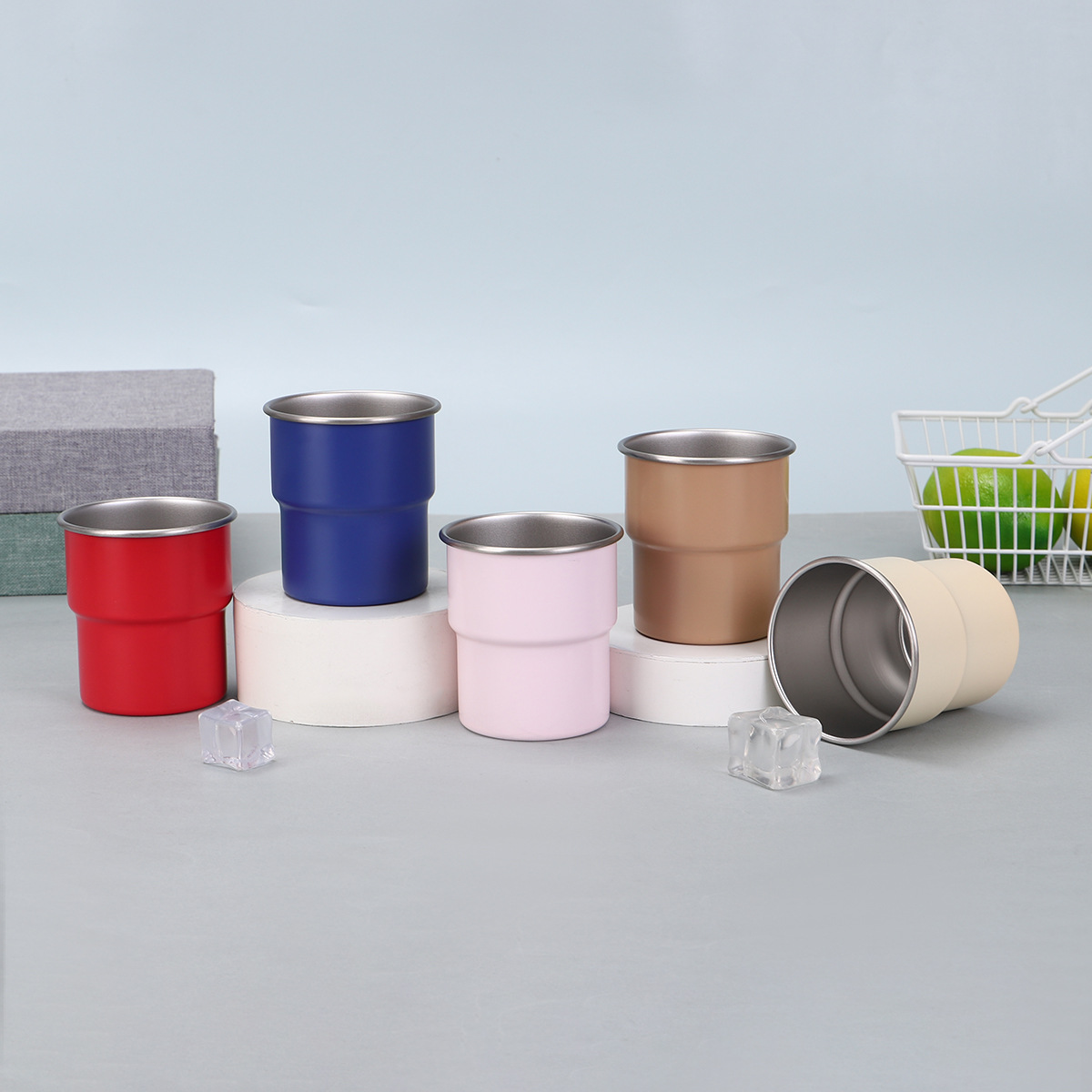 New 304 Stainless Steel Mini Small Wine Glass Single Layer Curled Anti-scalding Thermos Cup Outdoor Camping Picnic Water Cup