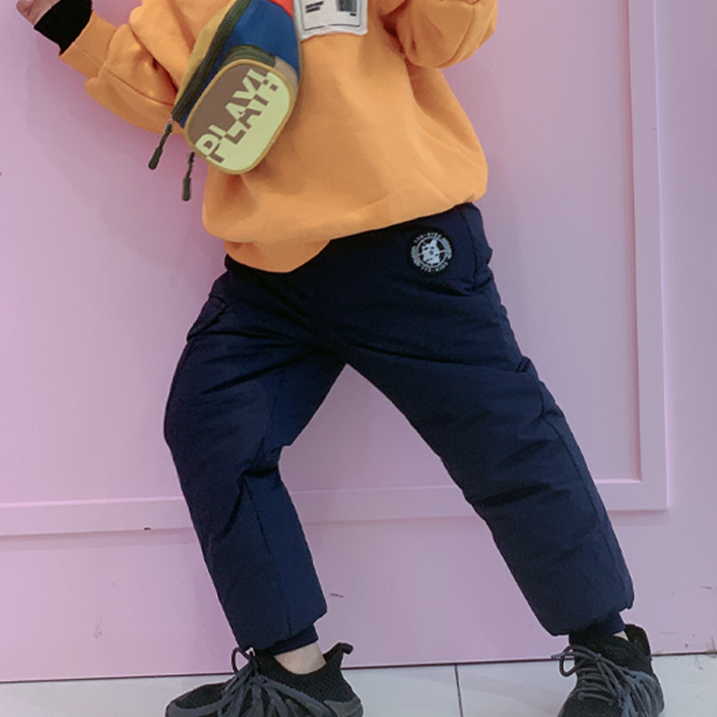 Children's down Pants for Boys and Girls, Warm White Duck down Outer Wear for Middle-Aged and Older Kidsren, Thickeneded Workwear Pants for Winter