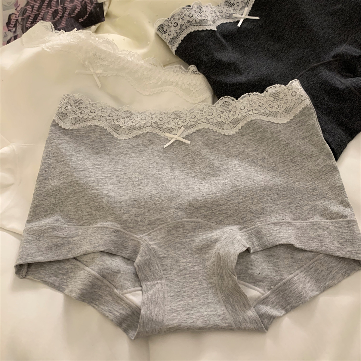 Pure Desire Ballet Style Cute Sweet Sexy Cotton Girl's Mid-Waist Underwear Sheath Lengthened Crotch Briefs Bacteriostatic