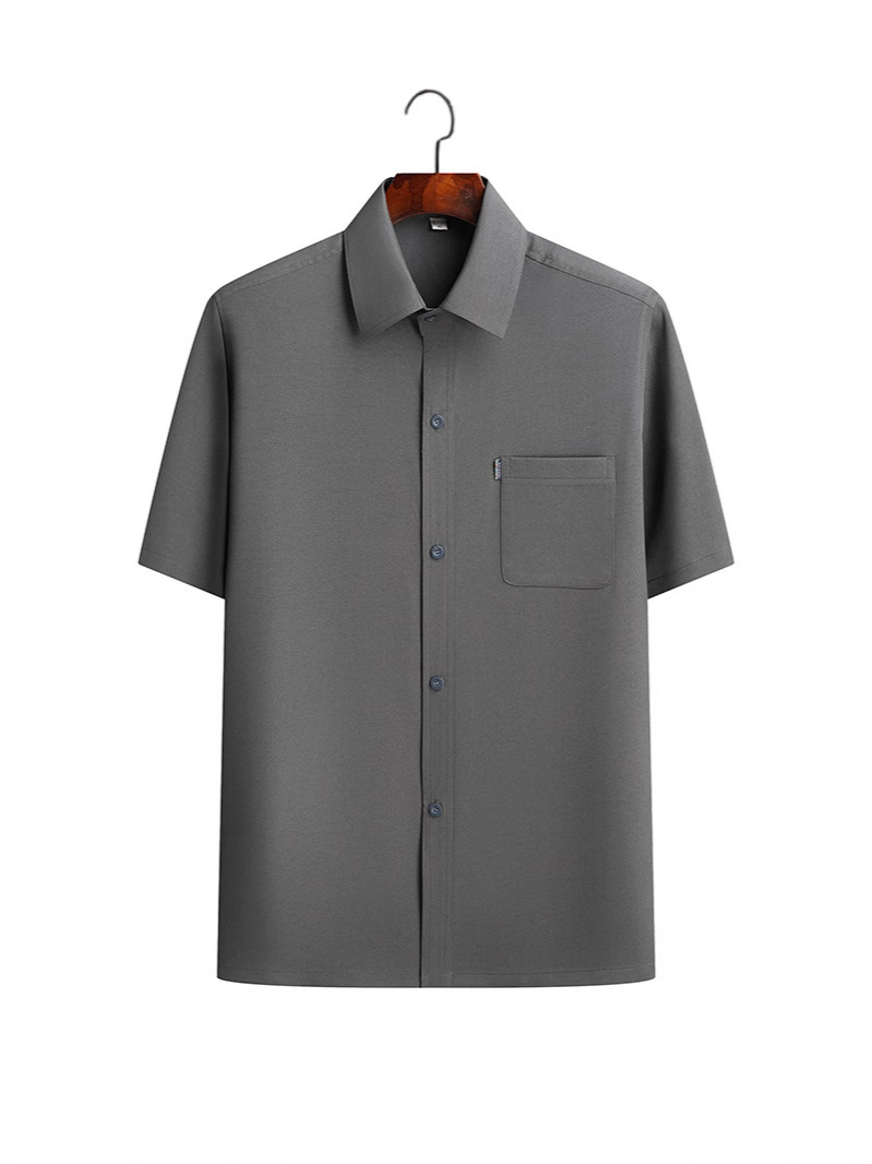 Summer Thin Ice Silk Short-Sleeved Shirt Suit for Middle-Aged and Elderly People Loose Daddy Short-Sleeved Shirt Suit