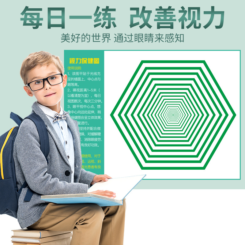 Far View Eye Muscle Exercise Training Wall Sticker Astigmatism Recovery Chart Increase View Overlook Chart Children's Vision Correction Table