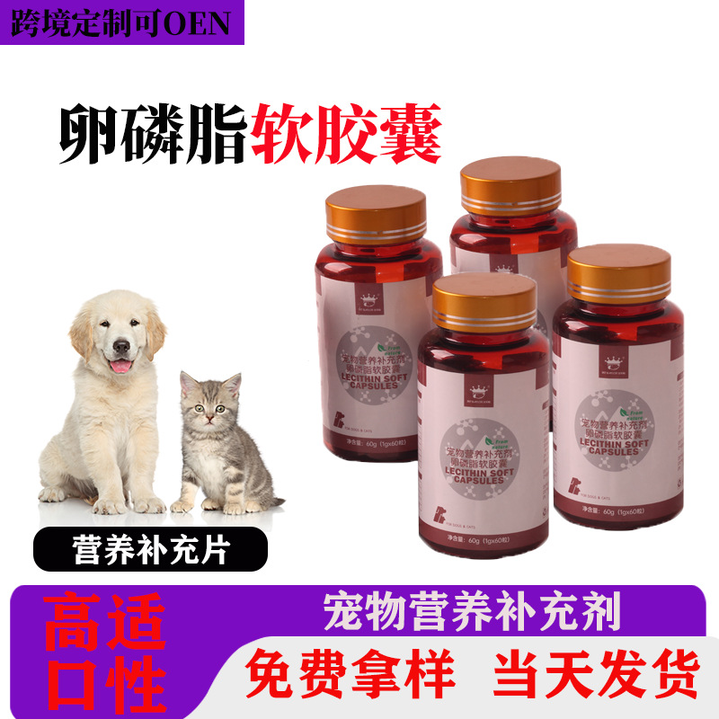 Универсальные мягкие капсулы лецитина для собак и кошек, высококонцентрированные питательные добавки для красоты шерсти и ухода за кожей