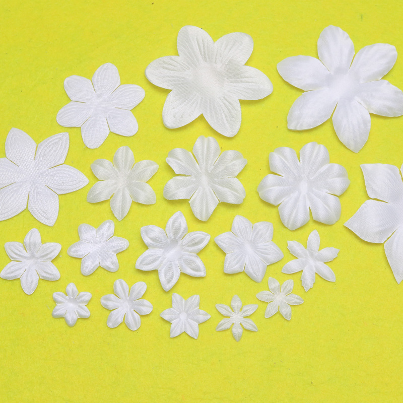 Simulation satin cloth six-leaf petals shaped flower clothing handmade DIY material wedding decoration flower factory wholesale
