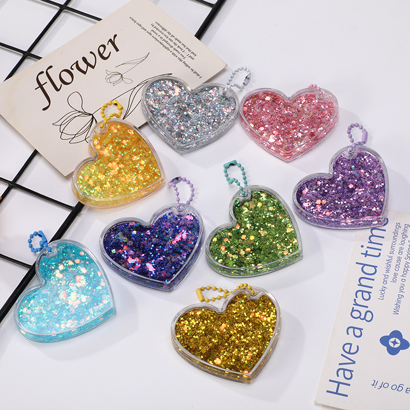 Creative oil quicksand goo card brick cartoon shaped cherry blossom love hourglass ticket root flow hemp goo plate toy collection