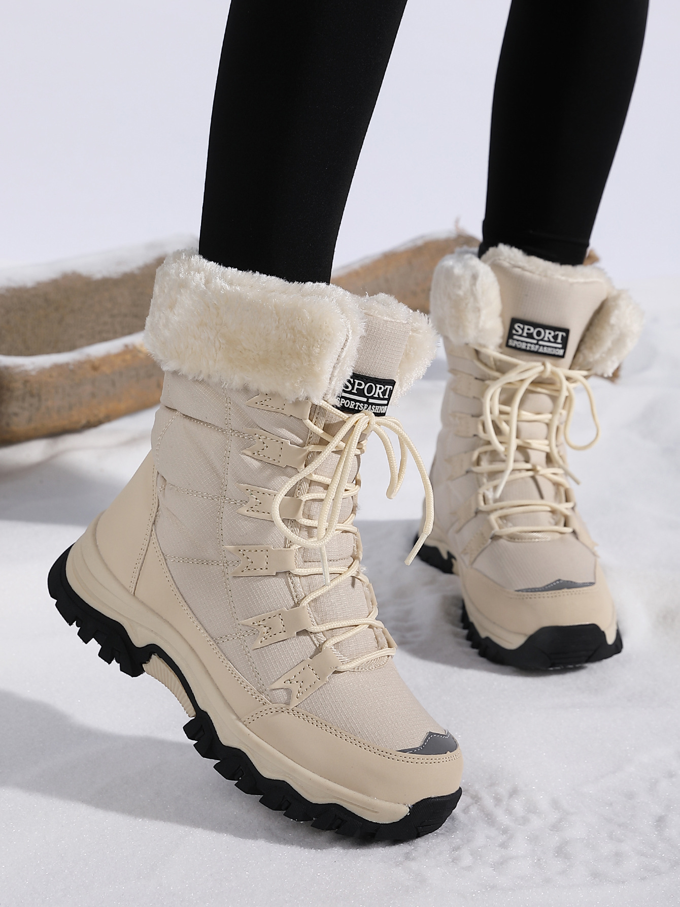 Cross-border Wholesale Winter Warm Snow Boots Women's fleece-lined Thickened Northeast Travel Cotton Boots Outdoor Mountaineering Boots Ski Boots