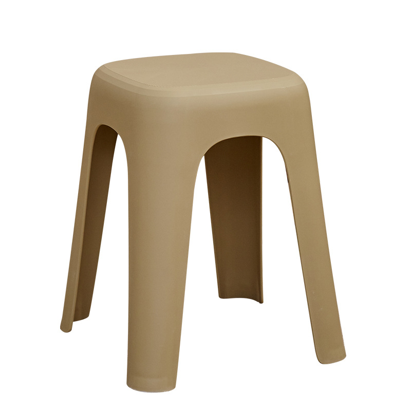 Thickened Adult Plastic Stool Household Simple Leather Pattern Simple Stackable Plastic Bench Dining Chair Single Stool High Stool Wholesale