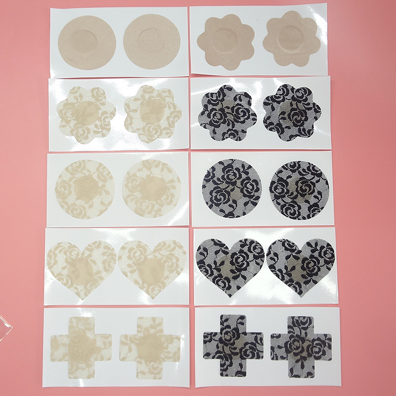 Невидимые наклейки на грудь, многоразовые, с кружевной поверхностью, для купальников