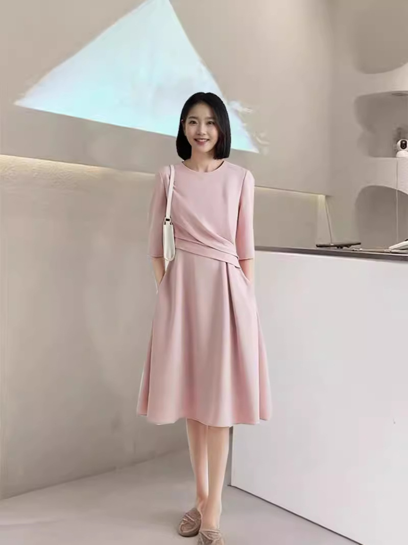 2691 платье для женщин большого размера с французским лодочным вырезом и сборкой в талии модное платье для интернет-знаменитостей повседневное платье средней длины