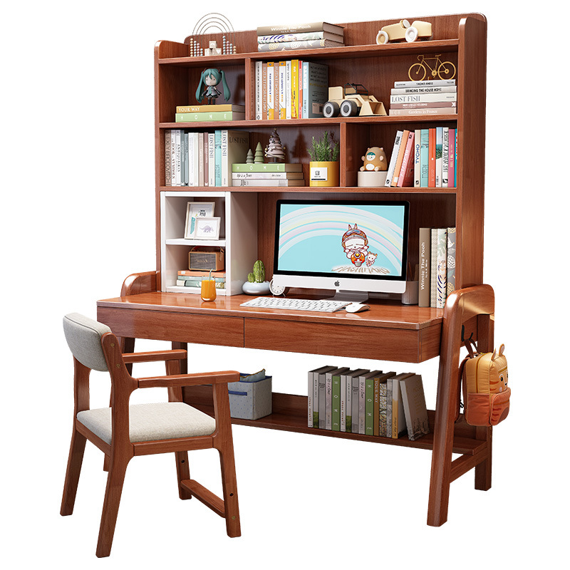 New Solid Wood Desk Computer Desk Home Office Desk Bedroom Children's Study Table Student Writing Desk and Chair Factory Batch