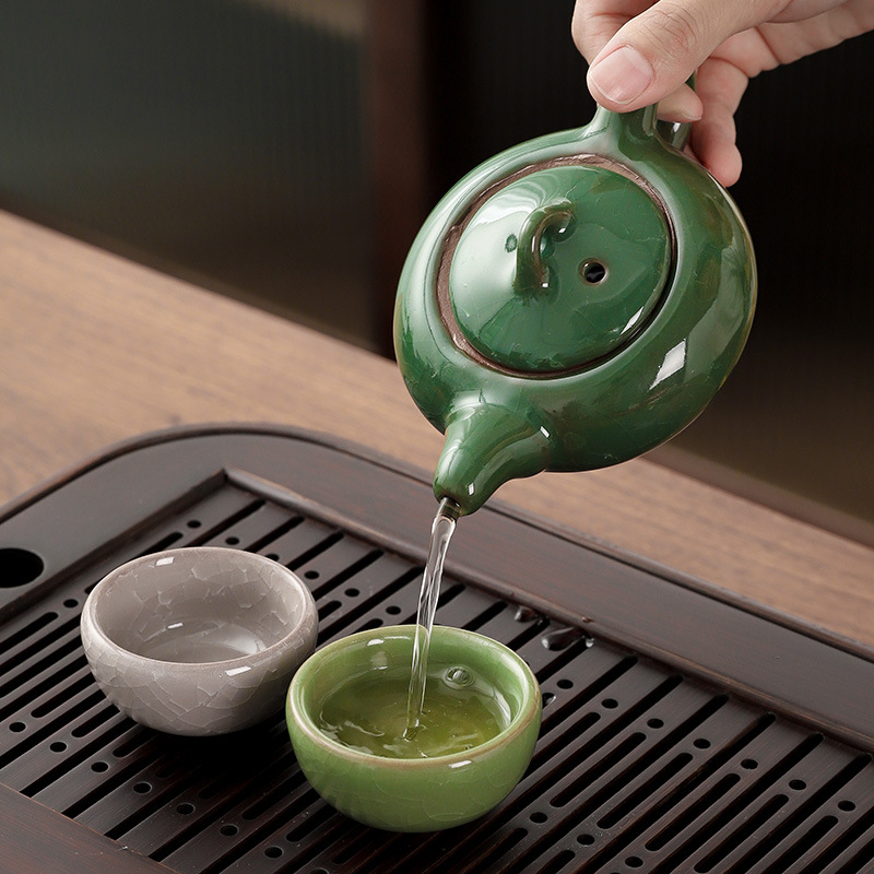 Ice crack kung fu tea set gift set set ceramic teapot a pot of six cups business gifts cheap and practical