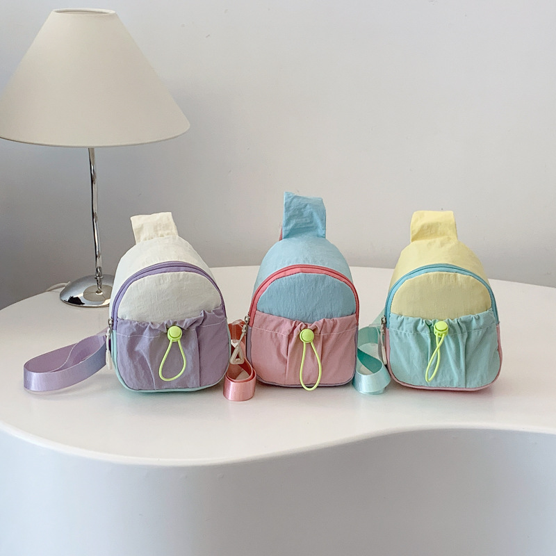 Новая сумка для детей с контрастными цветами, сладкая сплошная сумка для детского сада, модная и милая сумка через плечо