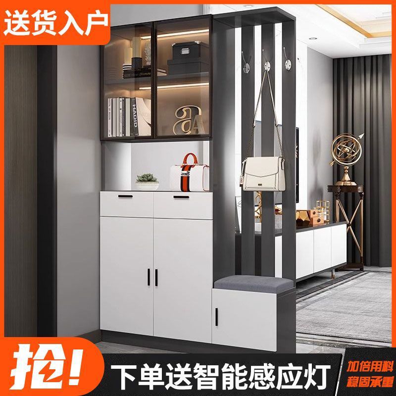 Итальянский легкий роскошный шкаф для обуви, интегрированный современный простой экран для гостиной, перегородка для прихожей, скамейка для смены обуви, винный шкаф