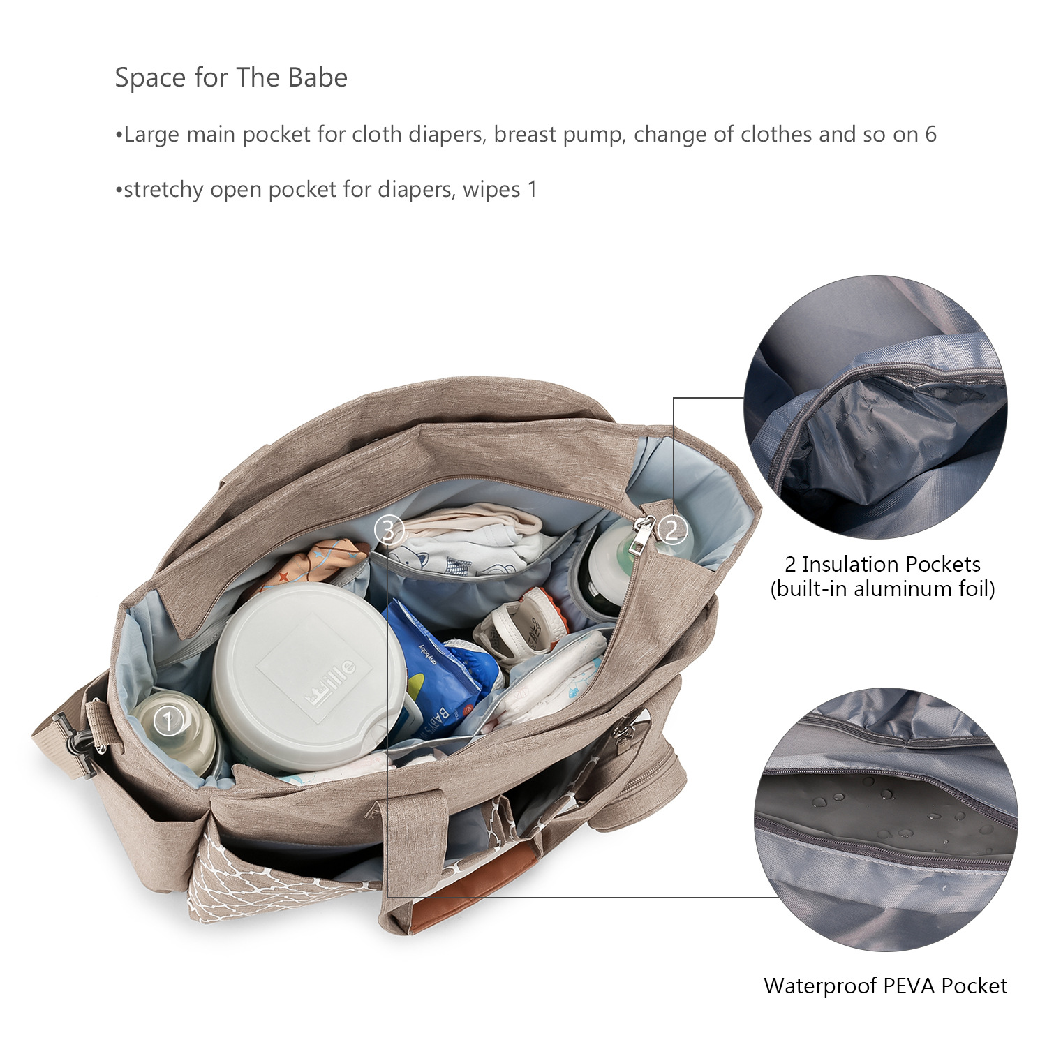New Portable Shoulder Mummy Bag Printing Geometric Pacifier Bag Mother and Child Travel Outdoor Mother Bag