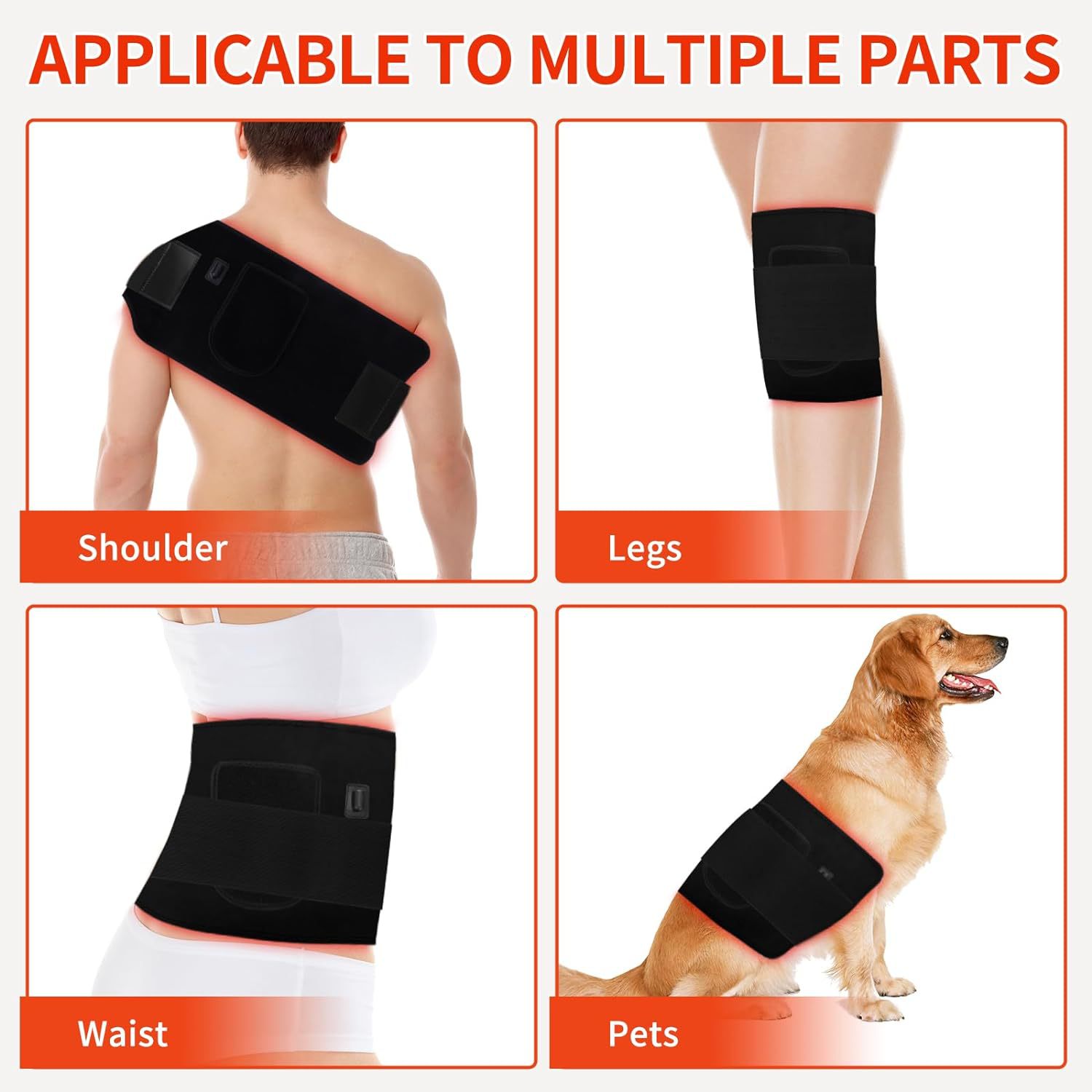 Cross-border red light belt warm palace protection belt household led timing hot compress sore physiotherapy fat reduction red light infrared