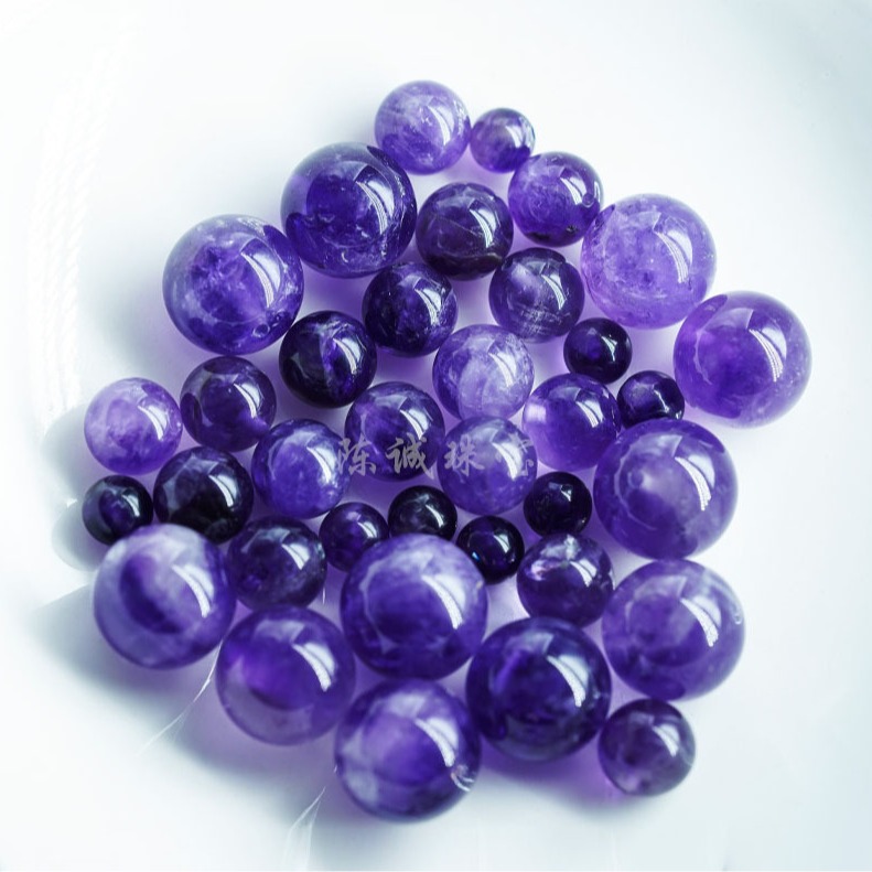 Natural Amethyst Loose Beads Round Beads DIY Jewelry Accessories Uruguayan Amethyst Beads Semi-Finished Products Wholesale National Style