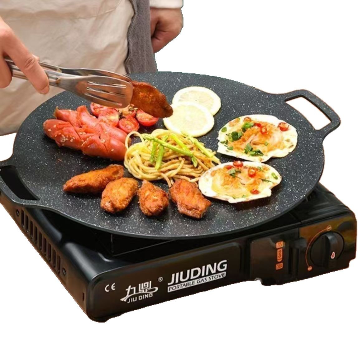Outdoor Camping Card Stove Maifan Stone Baking Pan Korean Household Induction Cooker Gas Baking Pan Portable Frying Pan