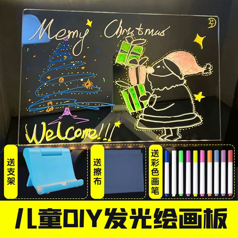 Reusable Kidsren's Gift Luminous Drawing Board DIY Handwriting Board Kidsren's Eye Protection Drawing Board with Pen Erasable Toys