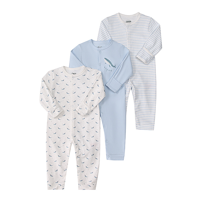 Foreign trade children's clothing new spring and autumn baby jumpsuit long sleeve khayi flat foot climbing baby three-piece outfit cross-border hair generation