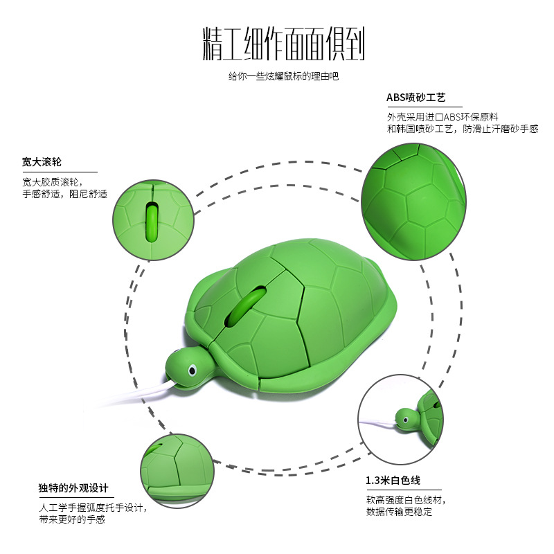 Забавная мышь, мультяшная, подарок, проводная черепашка, зеленая черепашка, забавная мышь