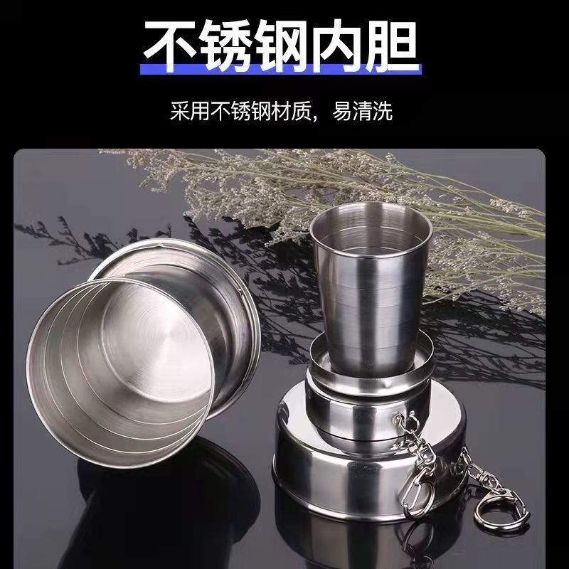 Free Engraving Surname Creative Retractable Foldableing Water Cup Outdoor Portable Stainless Steel Tea Cup Personalized Brushing Teeth and Rinse Zhaozheng
