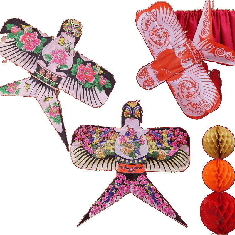 Baby One-Year-Old Gift Arrangement Kite Props Traditional Adult and Kidsren Chinese Paper Kite Retro Swallow Fish Kite