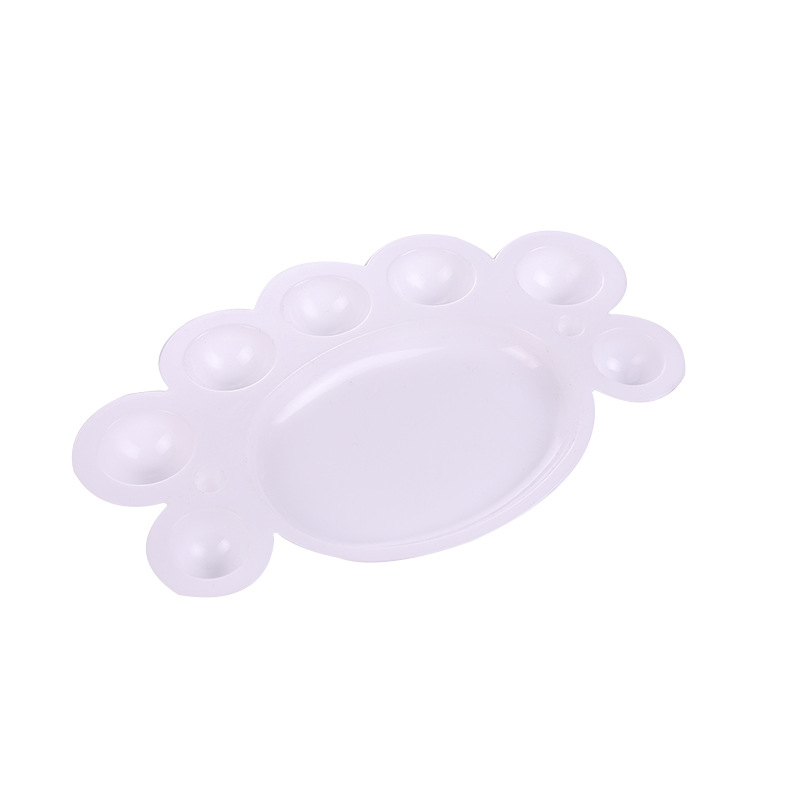 Wholesale plum color palette white small feet plastic paint box acrylic watercolor gouache children's painting paint tray